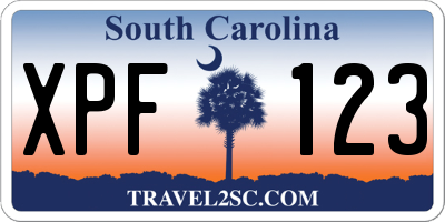 SC license plate XPF123