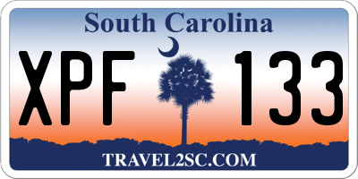 SC license plate XPF133