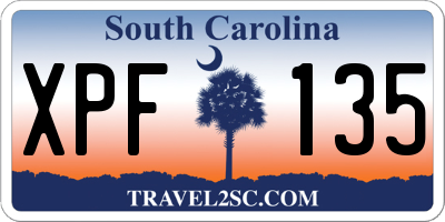 SC license plate XPF135