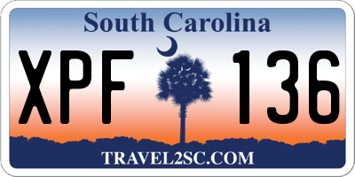 SC license plate XPF136