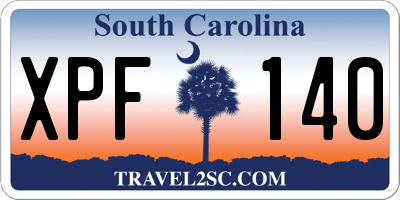 SC license plate XPF140