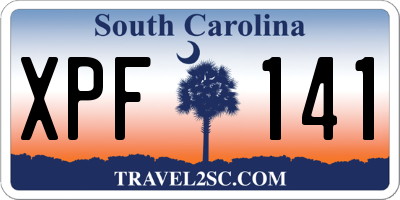 SC license plate XPF141