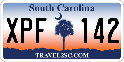 SC license plate XPF142