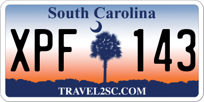 SC license plate XPF143