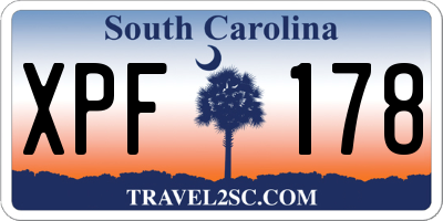 SC license plate XPF178
