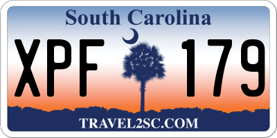 SC license plate XPF179