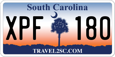 SC license plate XPF180