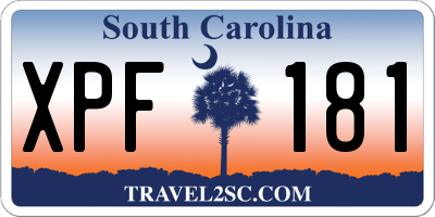 SC license plate XPF181