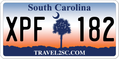 SC license plate XPF182