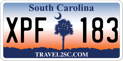 SC license plate XPF183