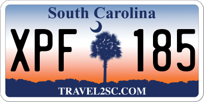 SC license plate XPF185