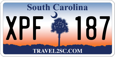 SC license plate XPF187