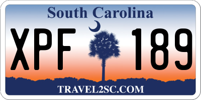 SC license plate XPF189