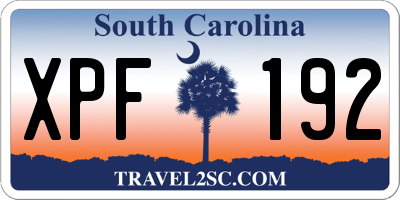 SC license plate XPF192
