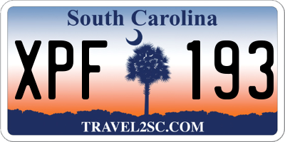 SC license plate XPF193