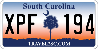 SC license plate XPF194