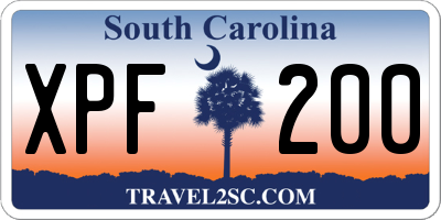 SC license plate XPF200