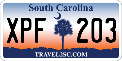 SC license plate XPF203