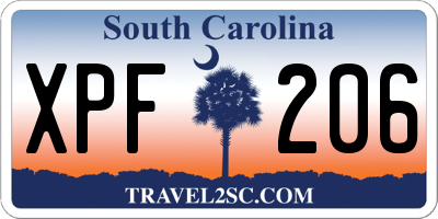 SC license plate XPF206