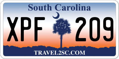 SC license plate XPF209