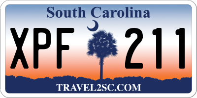 SC license plate XPF211
