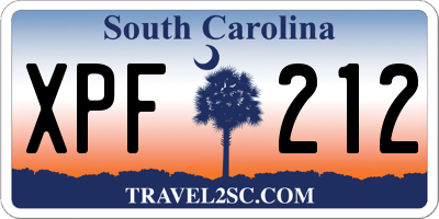 SC license plate XPF212