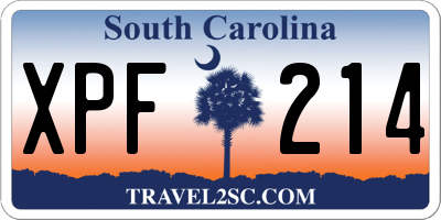 SC license plate XPF214