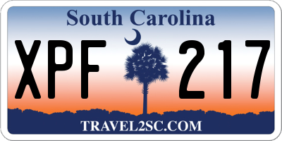 SC license plate XPF217