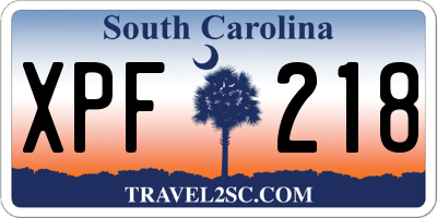SC license plate XPF218