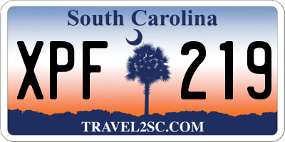 SC license plate XPF219