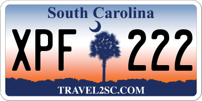 SC license plate XPF222