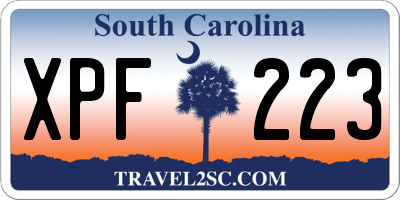 SC license plate XPF223