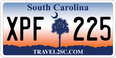 SC license plate XPF225