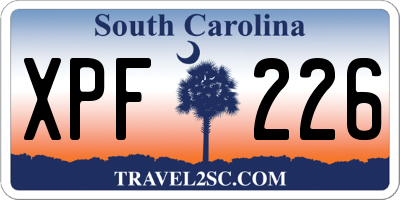 SC license plate XPF226