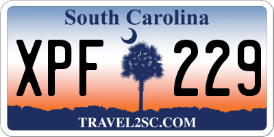 SC license plate XPF229