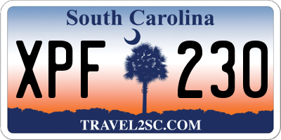 SC license plate XPF230