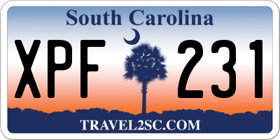 SC license plate XPF231