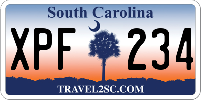 SC license plate XPF234
