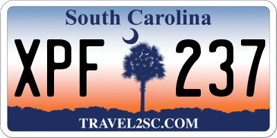 SC license plate XPF237