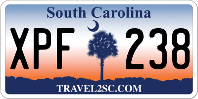 SC license plate XPF238