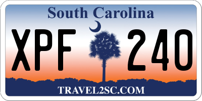 SC license plate XPF240