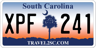 SC license plate XPF241