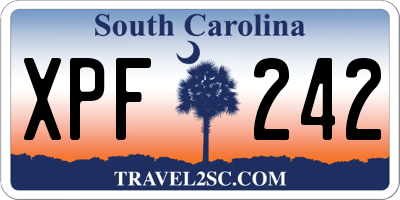SC license plate XPF242