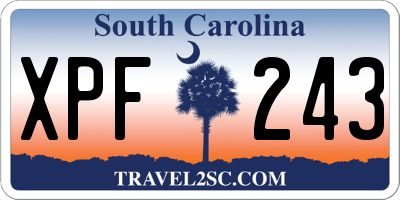 SC license plate XPF243