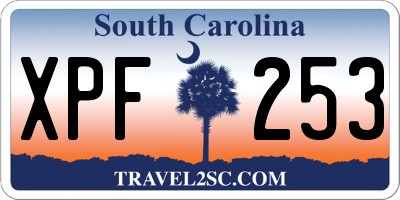 SC license plate XPF253