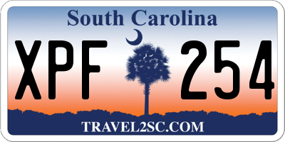 SC license plate XPF254