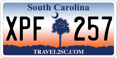 SC license plate XPF257