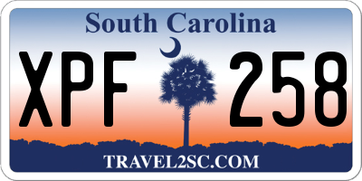SC license plate XPF258