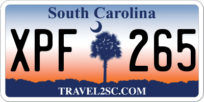 SC license plate XPF265