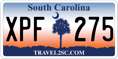 SC license plate XPF275